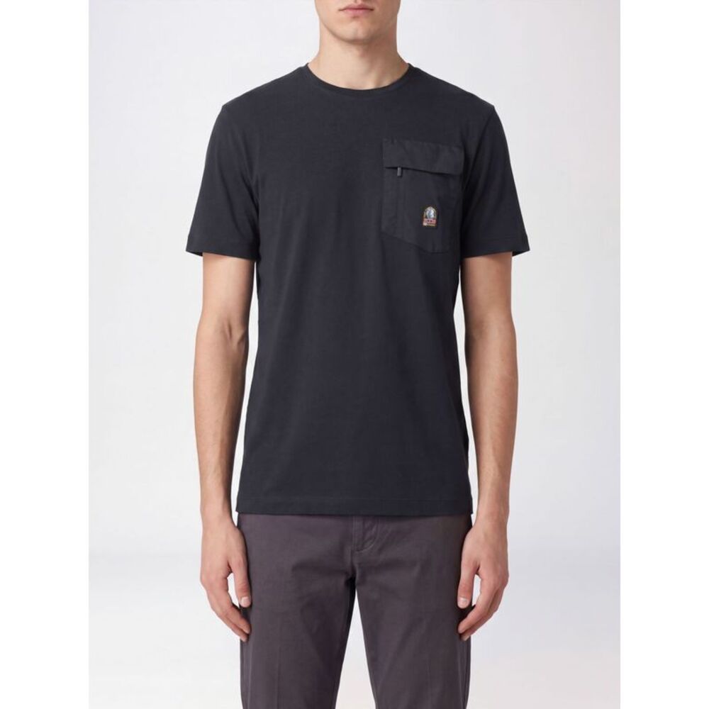 Parajumpers Men Crewneck Cotton T-Shirt Parajumpers With Zipped Patch Pocket